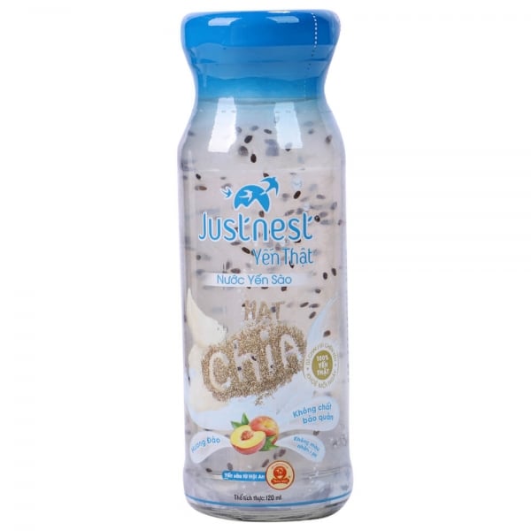 Nước Yến Sào Justnest Hạt Chia - Đào Chai 120Ml