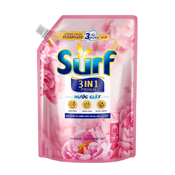 Nước Giặt Surf 3In1 Premium Hương Hoa Nhiệt Đới Túi 2.2Kg