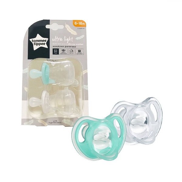 Set 2 Ty Ngậm Silicone Siêu Nhẹ Cho Bé Tommee Tippee Ultra Light 6 - 18 Tháng (Giao Màu Ngẫu Nhiên)