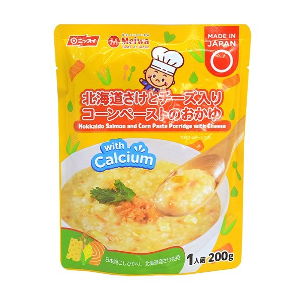 Cháo Tươi Meiwa Vị Cá Hồi Hokkaido, Bắp, Phô Mai 12M+ 200G