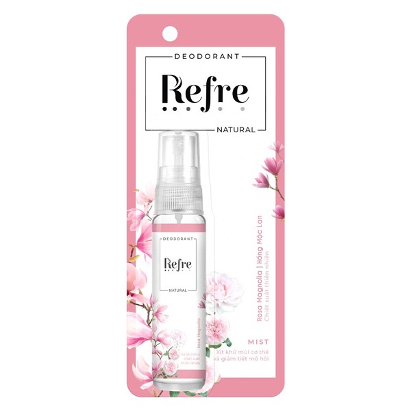 Xịt Khử Mùi Ngăn Tiết Mồ Hôi Hương Hồng Mộc Lan Refre Natural Deodorant Mist - Rosa Magnolia 30Ml (Wn)