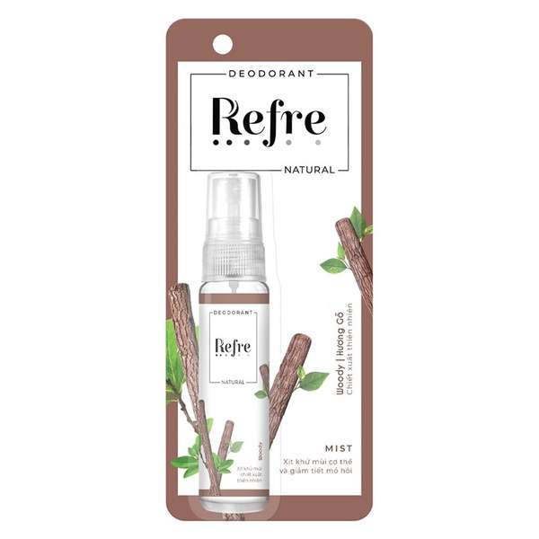 Xịt Khử Mùi Ngăn Tiết Mồ Hôi Hương Gỗ Refre Natural Deodorant Mist - Woody 30Ml (Wn)