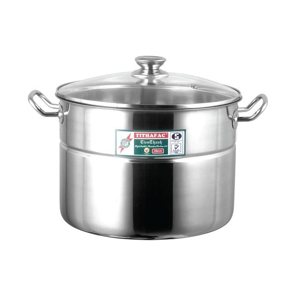 Bộ Nồi Xửng Hấp Nắp Kính Inox Đáy Từ Tithafac 28Cm