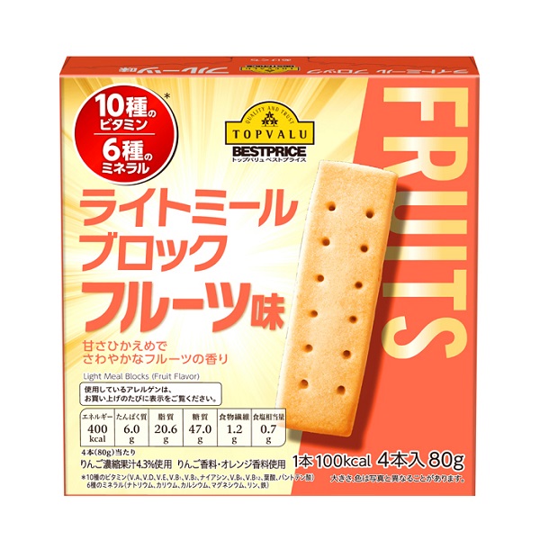 Thực Phẩm Bổ Sung Bánh Vị Trái Cây Topvalu Light Meal Block Fruit Flavor 80G