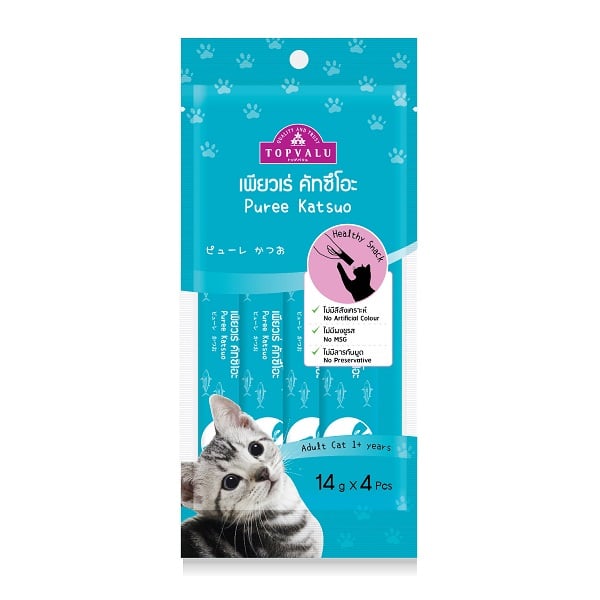 Thức Ăn Dạng Thanh Cho Mèo Vị Cá Ngừ Vằn Aeon Topvalu 14G*4 Gói