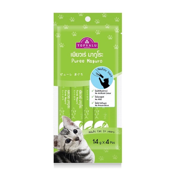 Thức Ăn Dạng Thanh Cho Mèo Vị Cá Ngừ Đại Dương Aeon Topvalu 14G*4 Gói