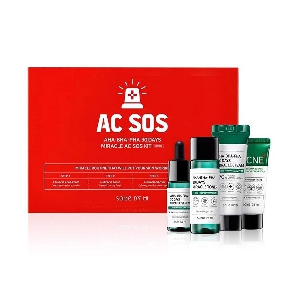 Bộ Kit Dành Cho Da Mụn 4 Món Some By Mi Aha - Bha - Pha 30 Days Miracle Ac Sos Kit (Wn)