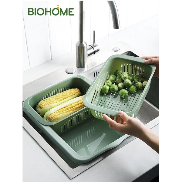 Bộ Thau Rổ Đôi Chữ Nhật Biohome