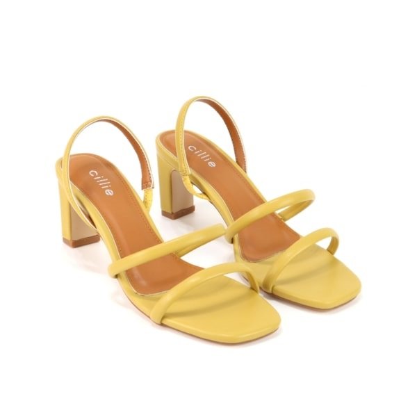 Giày Dây Gót Trụ 7Cm Màu Vàng Cillie 1166 (Store 5703)
