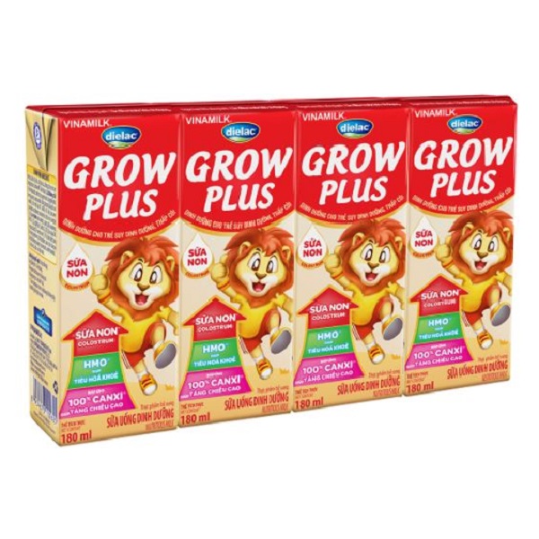 Sữa Bột Pha Sẵn Dielac Grow Plus (Sữa Non) - Lốc 4 Hộp X 180Ml