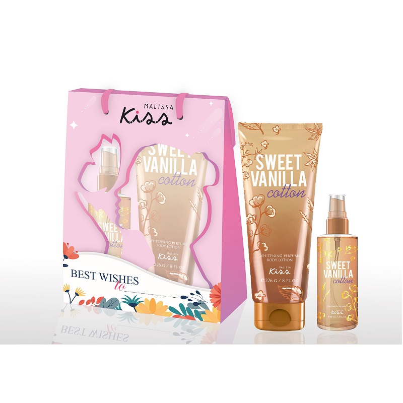 Combo Sữa Dưỡng Thể + Xịt Thơm Nước Hoa M.kiss Sweet Vanilla 226G