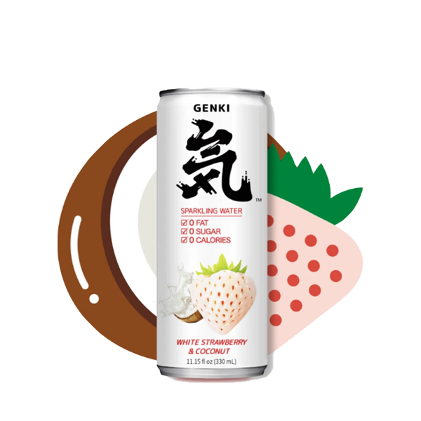 Nước Uống Có Ga Genki Vị Dâu Trắng Và Dừa 330Ml