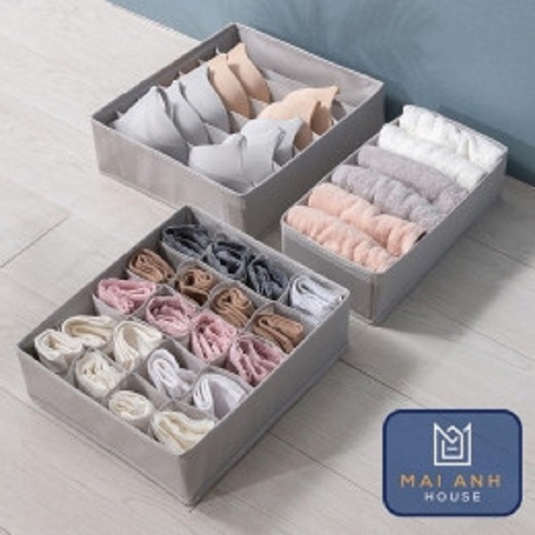 Set 3 Khay Vải  Đựng Đồ Mai Anh Màu Be