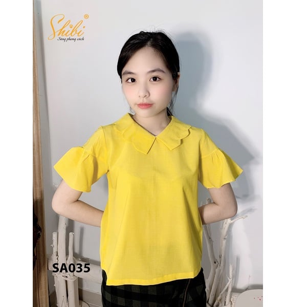 Áo Kiểu Tay Xòe Màu Vàng Shibi Sa035Ae (Store 5703)