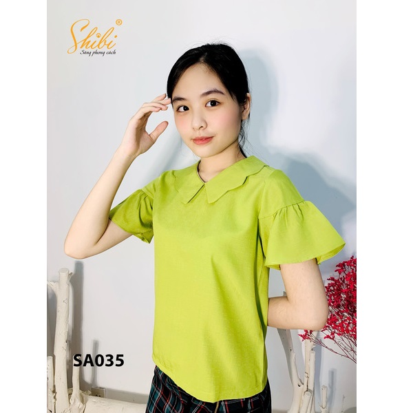 Áo Kiểu Tay Xòe Màu Xanh Lá Shibi Sa035Ae (Store 5703)