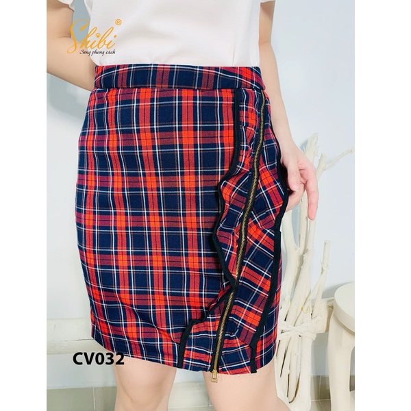 Chân Váy Bèo Màu Caro Đỏ Xanh Shibi Cv032Ae (Store 5703)