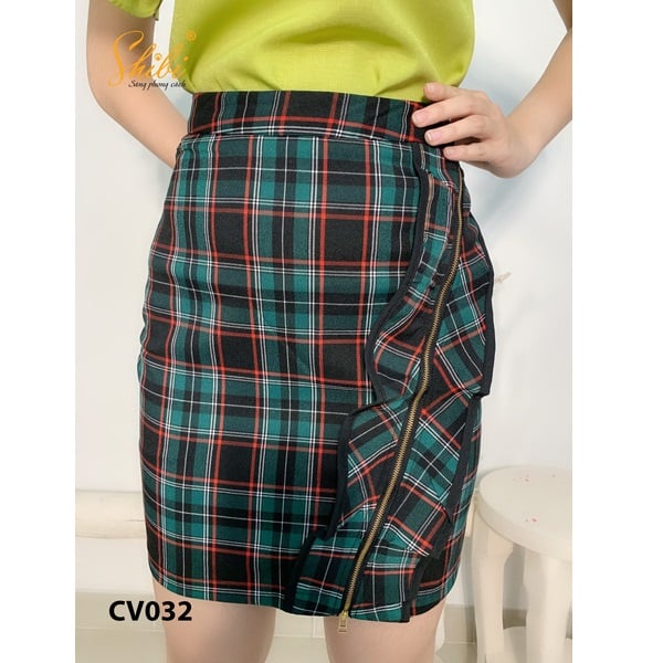 Chân Váy Bèo Màu Caro Xám Đen Shibi Cv032Ae (Store 5703)
