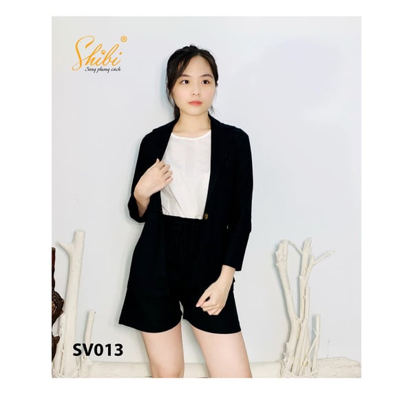 Set Áo Blazer Quần Ngắn Màu Đen Shibi Set013 (Store 5703)
