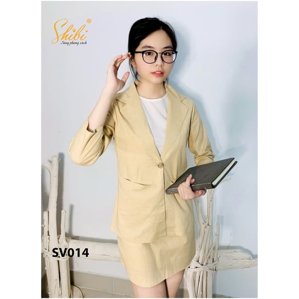 Set Váy Áo Blazer Màu Kem Shibi Set014 (Store 5703)