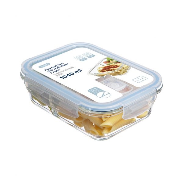 Hộp Thủy Tinh Chữ Nhật Nikko 1040Ml (2 Ngăn)