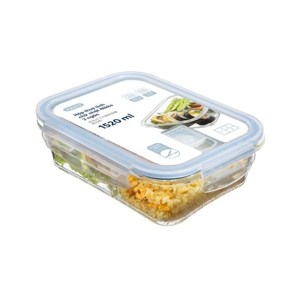 Hộp Thủy Tinh Chữ Nhật Nikko 1520Ml (3 Ngăn)