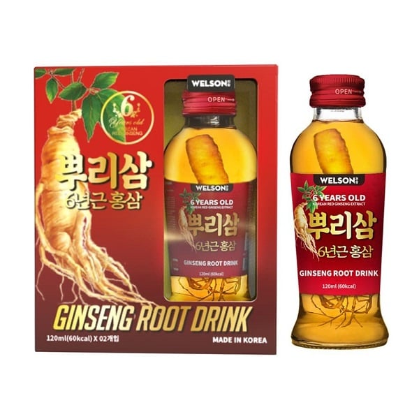 Thực Phẩm Bổ Sung Nước Uống Nhân Sâm Nguyên Củ Welson Hộp 2 Chai X 120Ml (Wn)