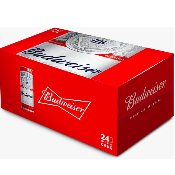 Thùng 24 Lon Bia Budweiser Sleek 330Ml