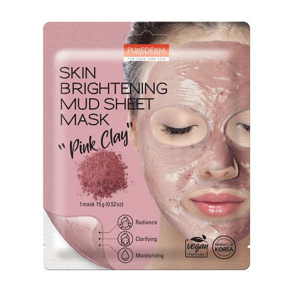 Mặt Nạ Dưỡng Trắng Da Đất Sét Hồng Purederm Skin Brightening Mud Sheet Mask Pink Clay 15G