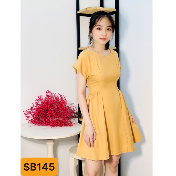 Đầm Nhún Eo Shibi Màu Vàng Sb145Ae (Store 5703)