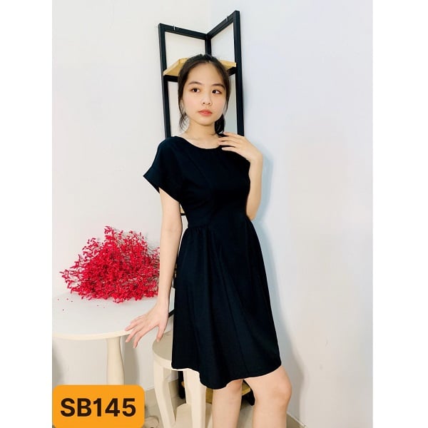 Đầm Nhún Eo Shibi Màu Đen Sb145Ae (Store 5703)