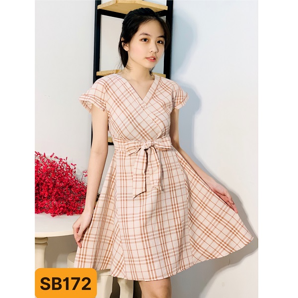 Đầm Thắt Nơ Eo Shibi Màu Hồng Sb172Ae (Store 5703)