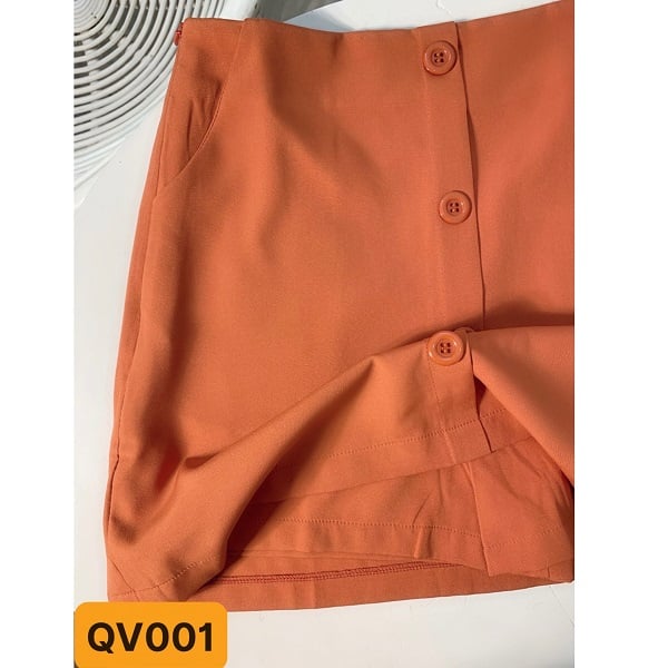 Quần Váy Nút Giữa Shibi Màu Cam Đất Qv001Ae (Store 5703)