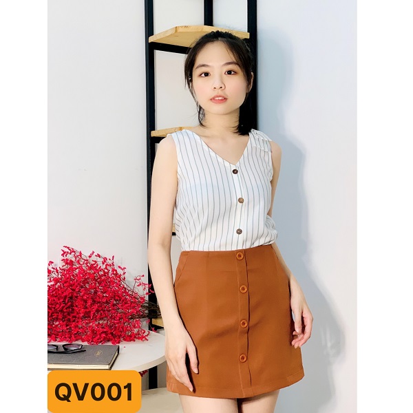 Quần Váy Nút Giữa Shibi Màu Nâu Qv001Ae (Store 5703)