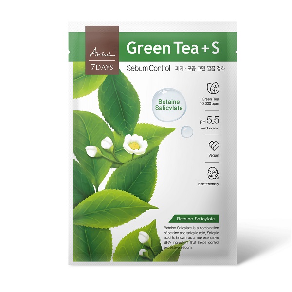 Mặt Nạ Se Khít Lỗ Chân Lông Trà Xanh + Betaine Salicylate Ariul 7Days Mask + Green Tea S 23Ml (Wn)