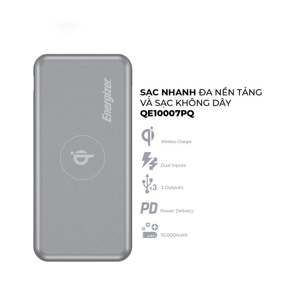 Sạc Dự Phòng Energizer 10000Mah/3.7V Li - Polymer - Qe10007Pqgy