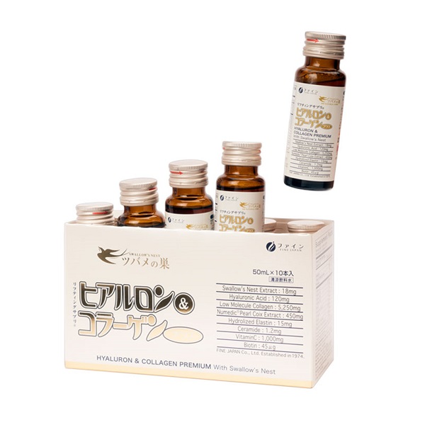 Thực Phẩm Bảo Vệ Sức Khỏe Collagen Tinh Chất Yến Sào Thượng Hạng Fine Hyaluron Collagen & Premium Bird Nest Hộp 10 Chai X 50Ml (Wn)