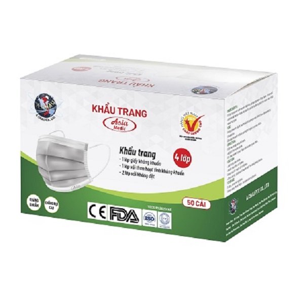 Khẩu Trang Asia Medic Xám Hộp 50C 4L