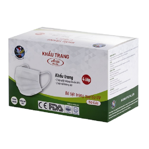 Khẩu Trang Asia Medic Trắng Hộp 50C 4L