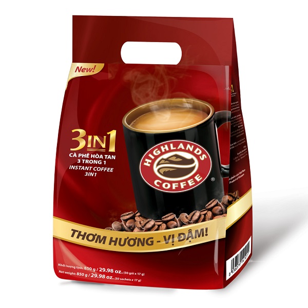 Café Hòa Tan Highlands Coffee 3 In 1 850G (50 Gói X 17G)
