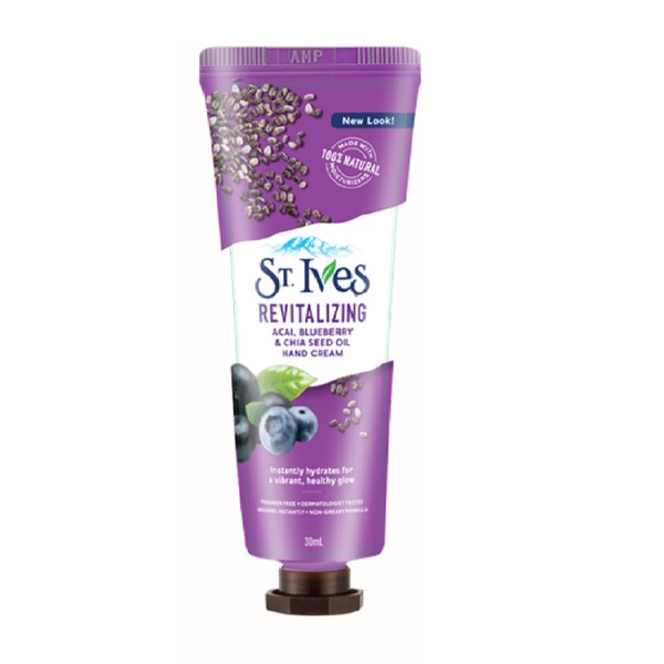 Kem Dưỡng Da Tay Việt Quất, Acai Và Dầu Hạt Chia St.ives Revitalizing Acai, Blueberry & Chia Seed Oil Handcream 30Ml (Wn)