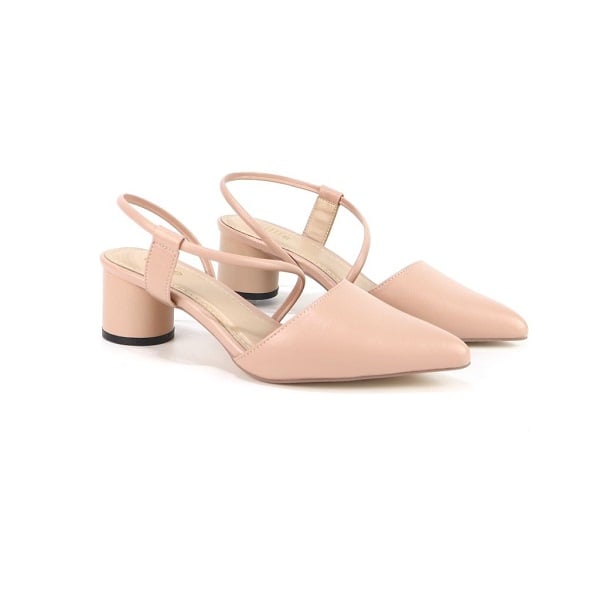 Giày Sandal Bít Mũi Màu Kem Cillie 1012