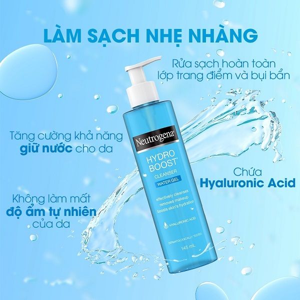 Gel Rửa Mặt Dịu Nhẹ Cho Da Neutrogena Hydro Boost Cleanser Water Gel 145ml (WN)