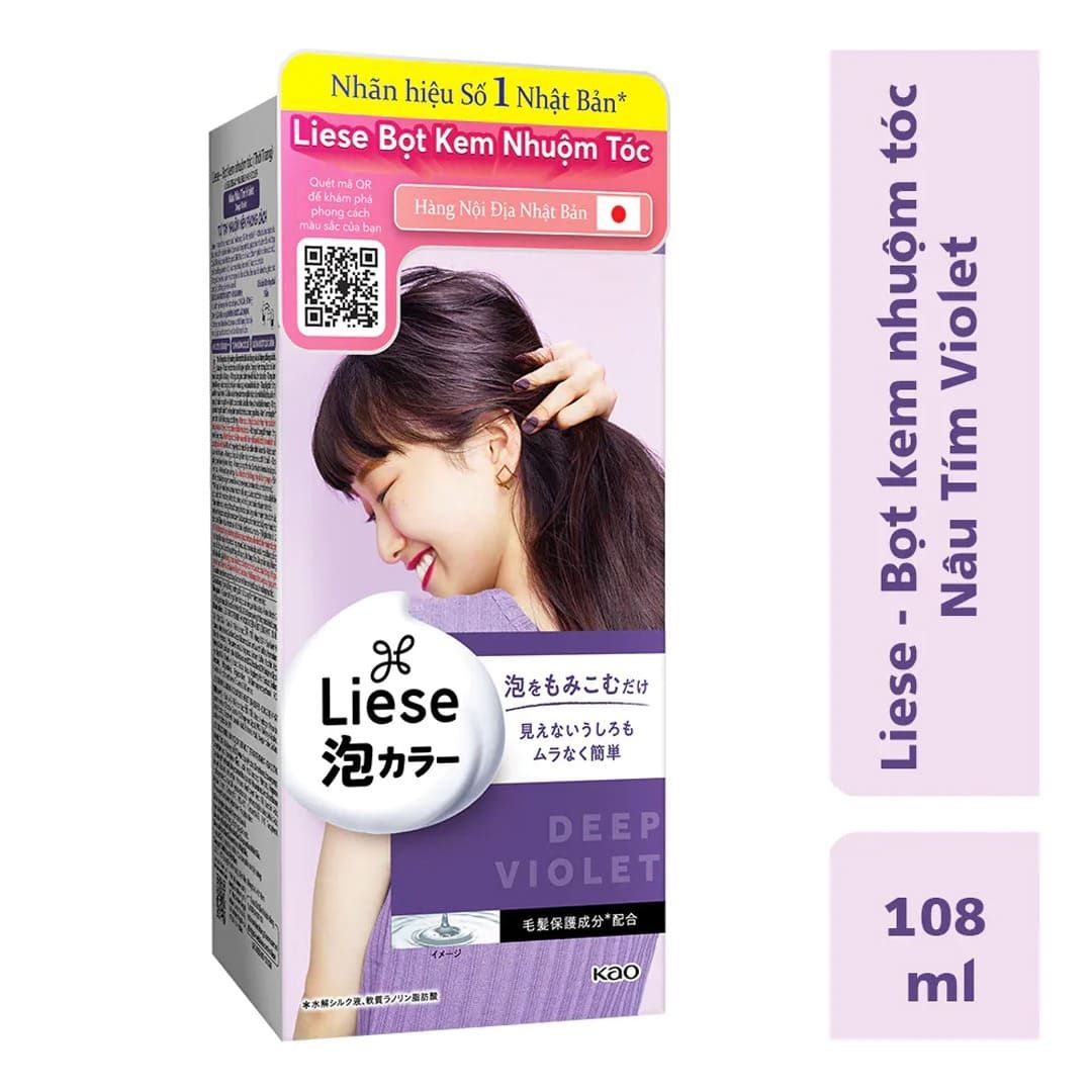Bọt Kem Nhuộm Tóc Liese Màu Nâu Tím Deep Violet: Với bọt kem nhuộm tóc Liese Deep Violet, bạn sẽ có một màu nâu tím đẹp và quyến rũ cho tóc của mình. Sản phẩm này cung cấp độ bền màu cao và giúp tóc mềm mượt, bóng khỏe suốt nhiều ngày sau khi sử dụng. Hãy để tóc của bạn nổi bật trong mọi dịp với màu tóc nâu tím đầy cuốn hút này!