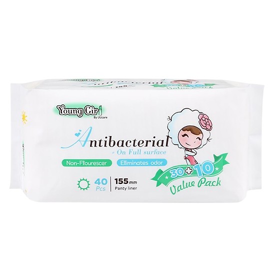 Băng Vệ Sinh Uucare Young Girl Kháng Khuẩn Hàng Ngày 15.5Cm (40 Miếng)
