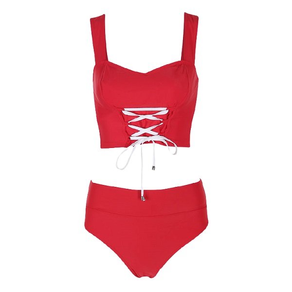 Bộ Bơi Nữ Lan Hạnh Hai Mảnh Sịp Td Màu Đỏ 20066 (Store 5703)