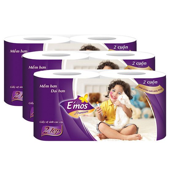 Giấy Vệ Sinh E`Mos Premium 2 Lớp Cá Heo Xanh - Lốc 6 Cuộn – AeonEshop