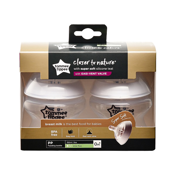 Bình Sữa Ty Siêu Mềm Tự Nhiên Tommee Tippee Closer To Nature Pp 150Ml (Bình Đôi)