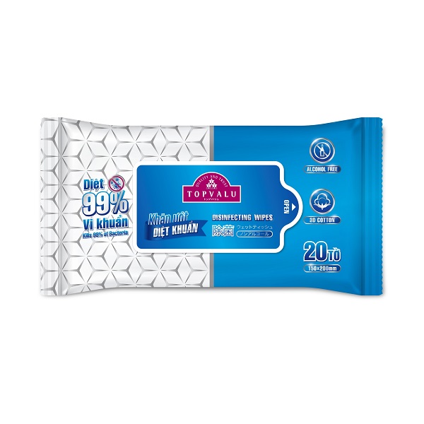 Khăn Ướt Diệt Khuẩn Topvalu 20 Tờ