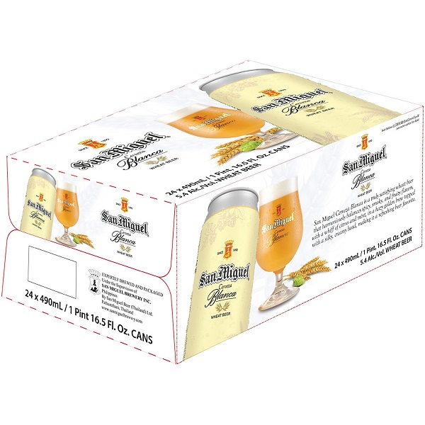 Thùng 24 Bia San Miguel Cerveza Blanca 490Ml