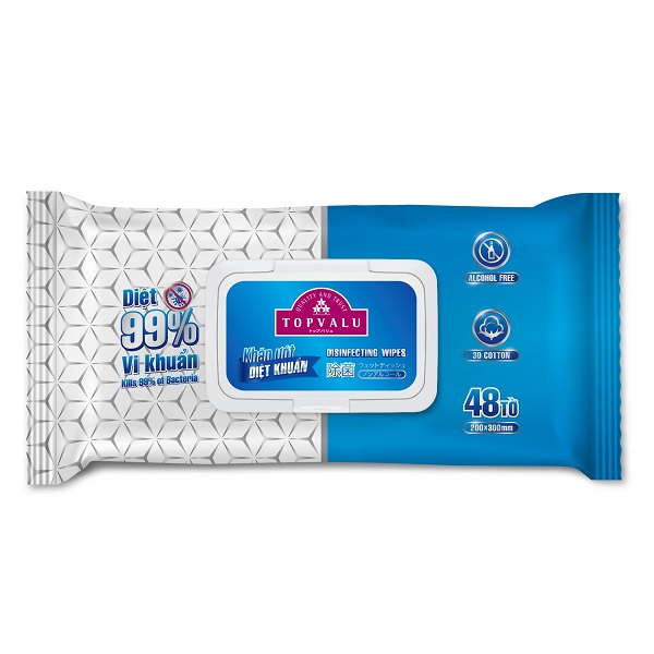 Khăn Ướt Diệt Khuẩn Topvalu 48 Tờ